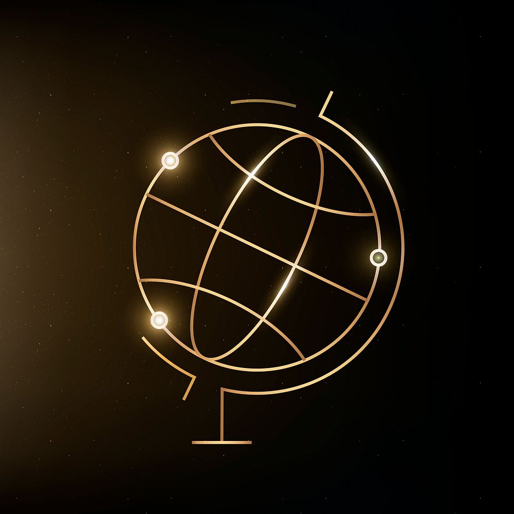 Grid gold globe clipart vector