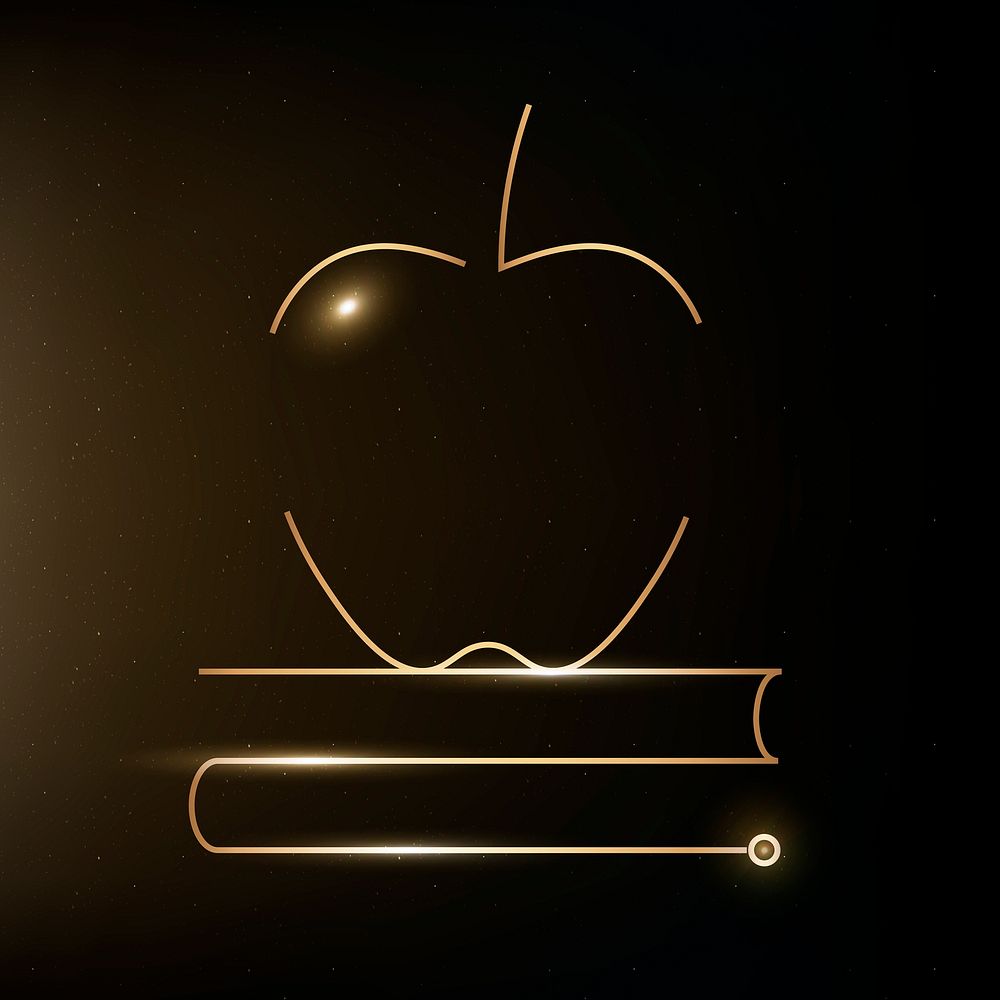 Gold apple book, education clipart vector