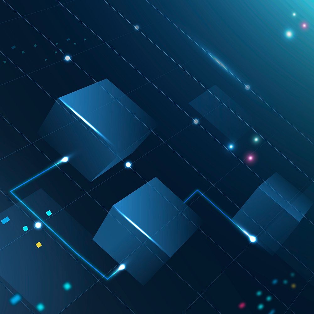 Blue blockchain background, FinTech design vector