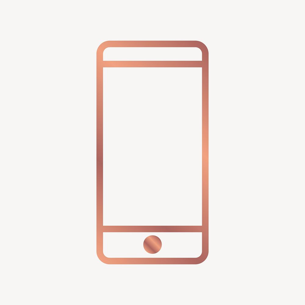 Smartphone icon collage element, rose gold design vector