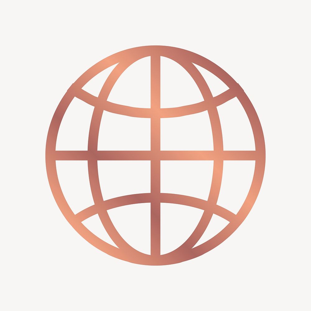 Grid globe icon collage element, rose gold design vector