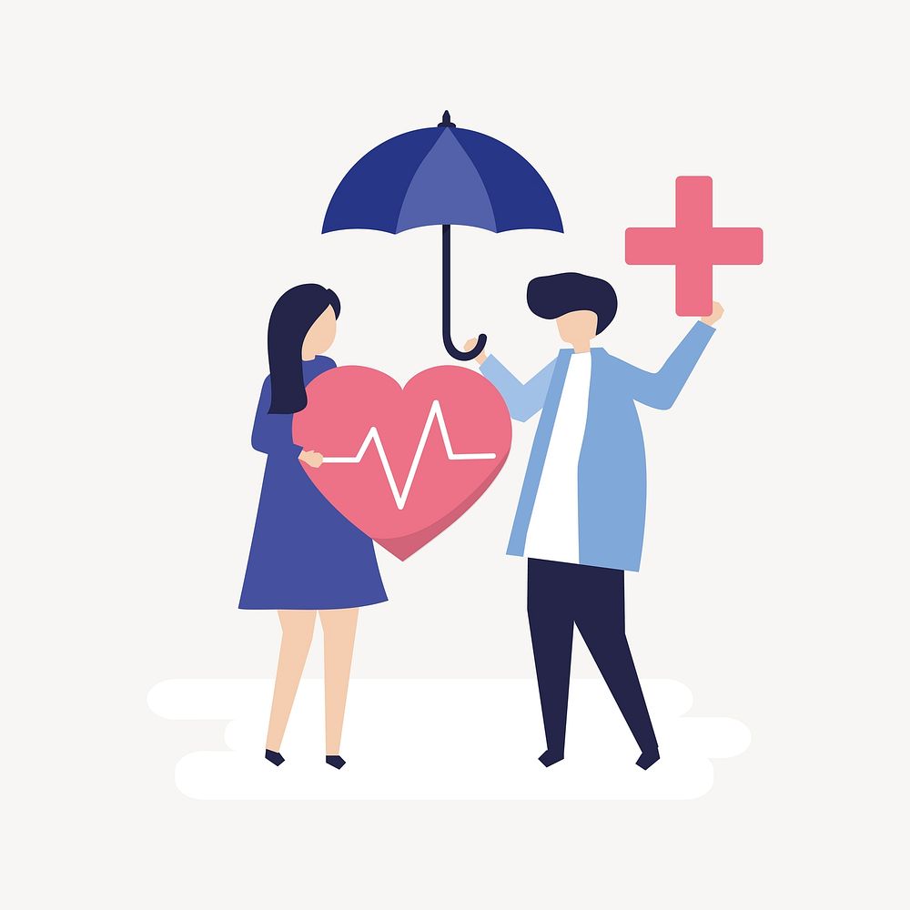 Medical insurance flat graphic, collage element vector