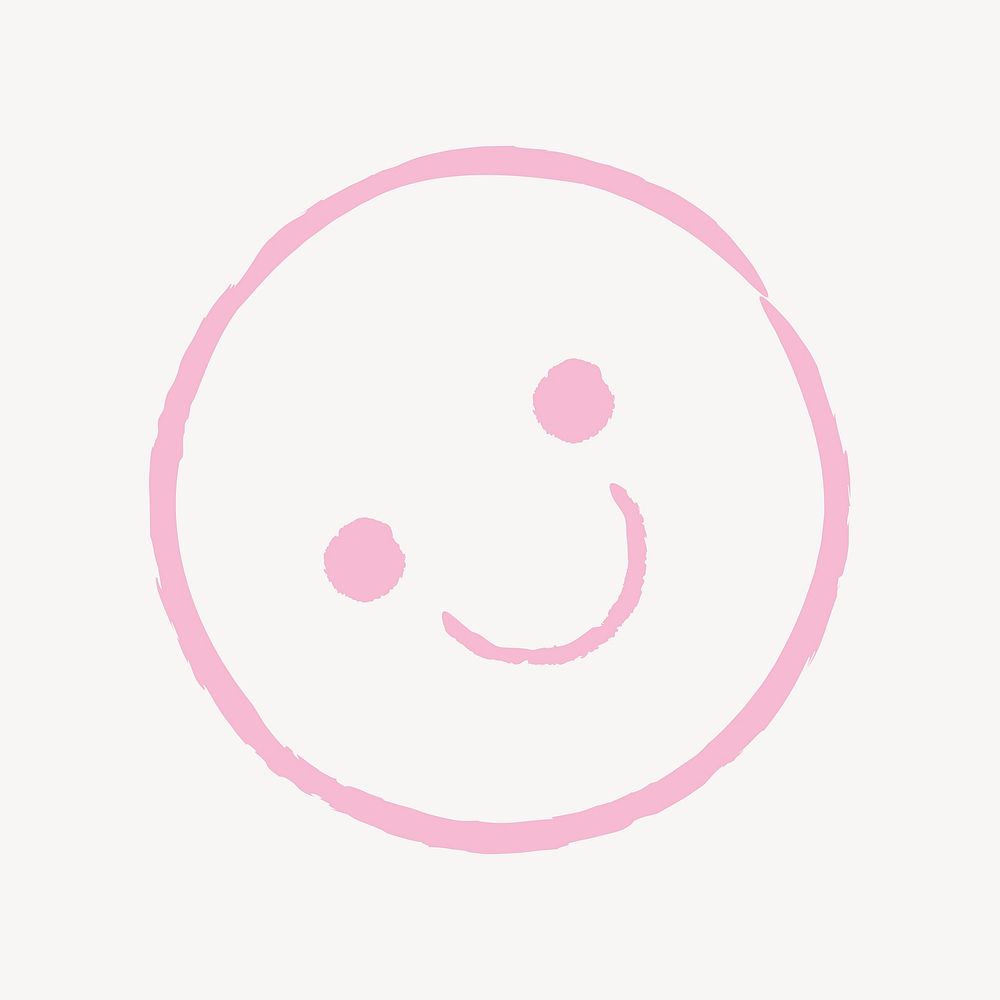 Pink smile emoji, collage element vector