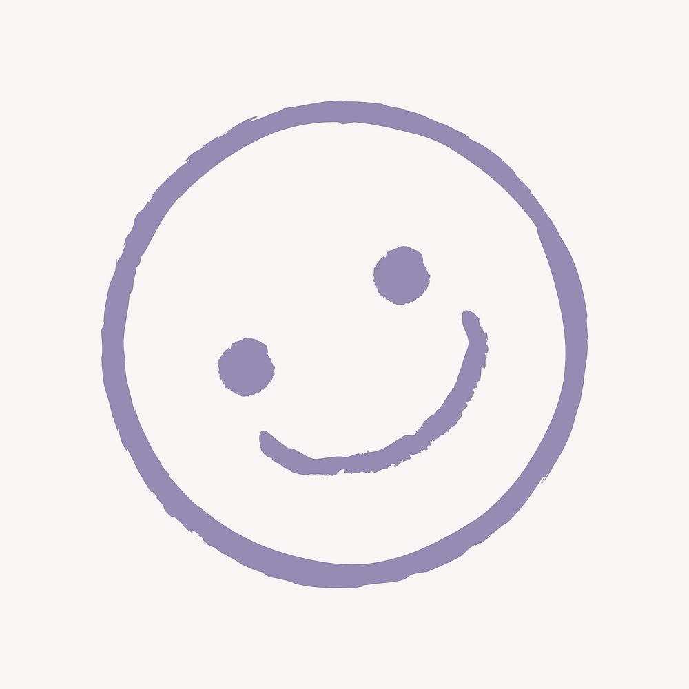 Purple happy emoji, collage element vector