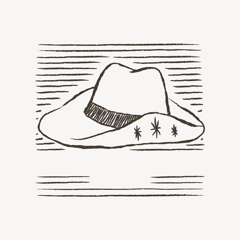 Cowboy hat doodle collage element vector