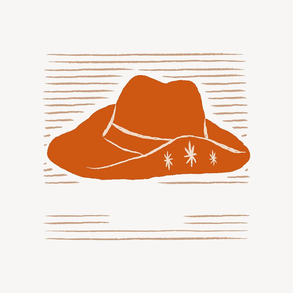 Orange retro cowboy hat collage element vector