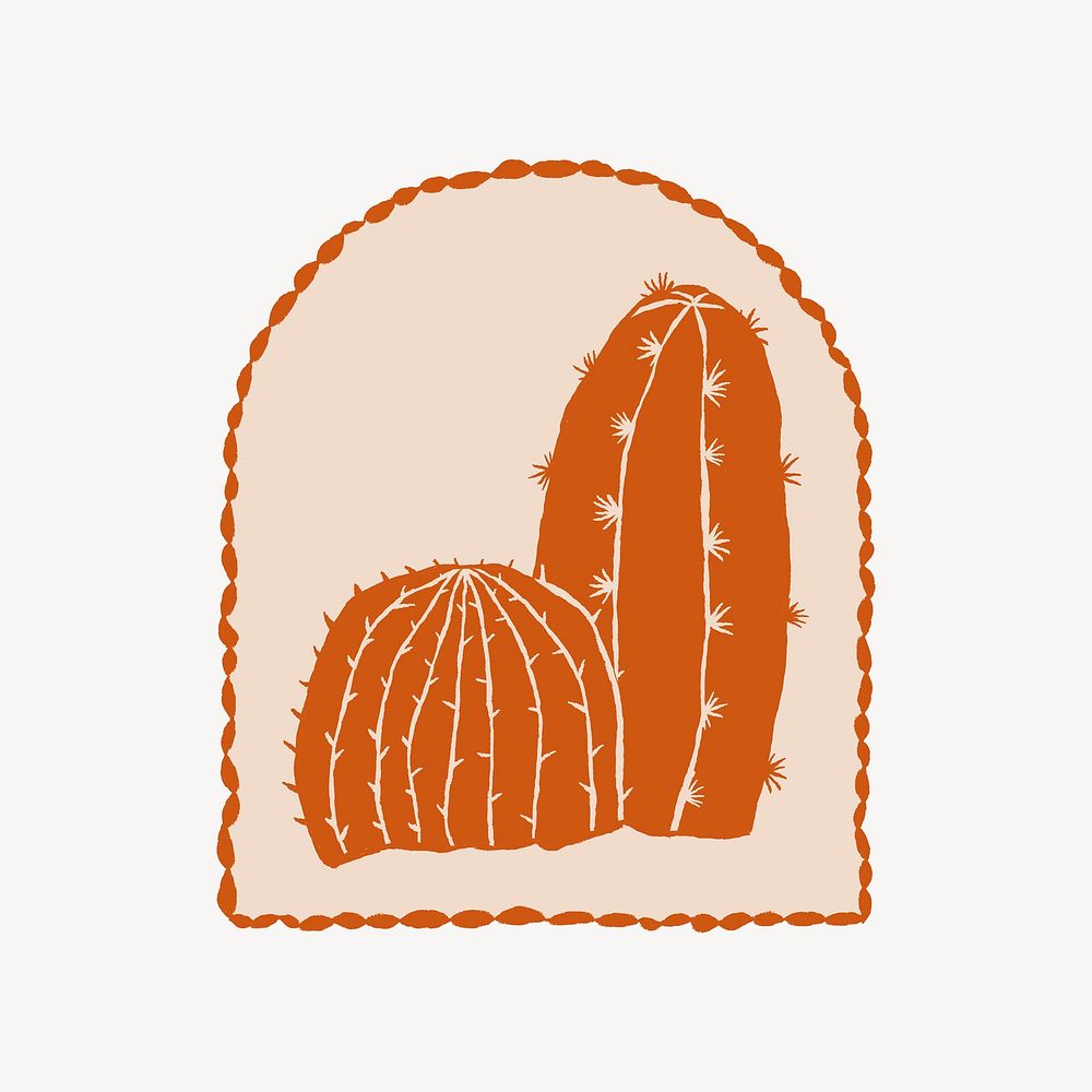 Cactus retro badge collage element vector