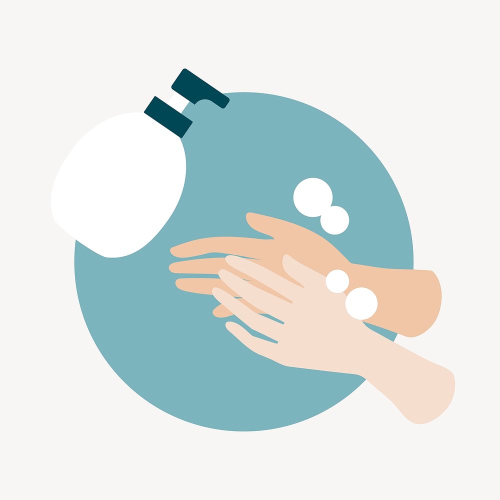 Hand washing, healthcare illustration collage element  vector