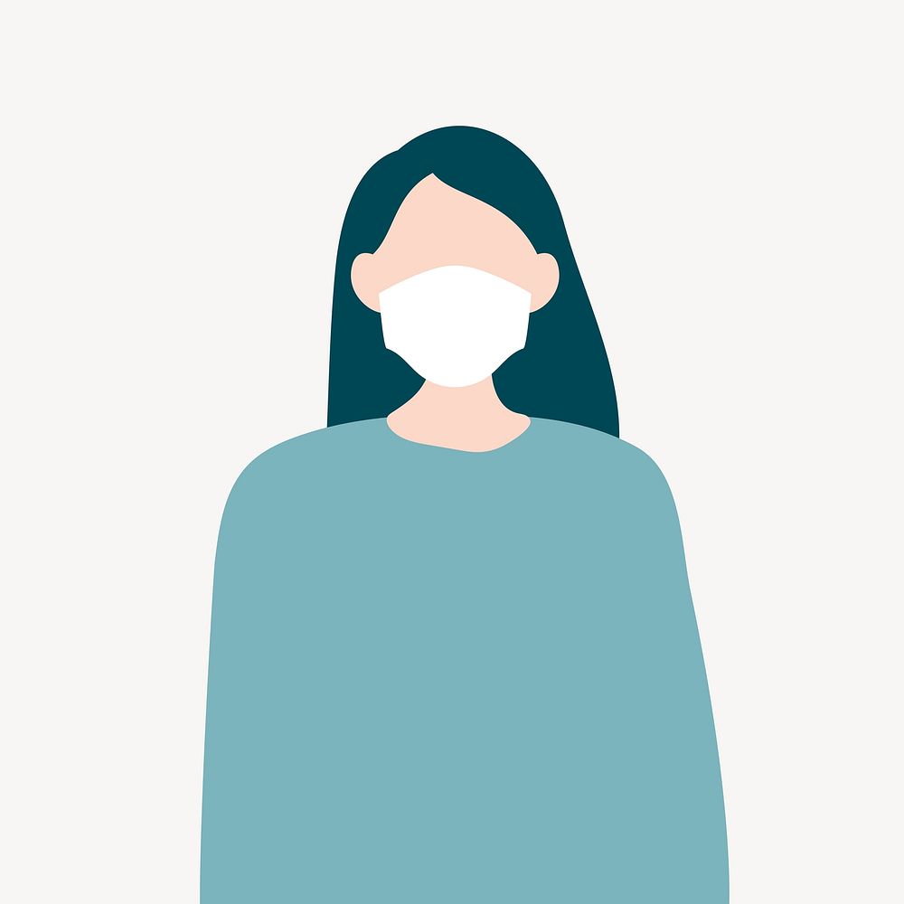 Sick woman, healthcare illustration collage element  vector
