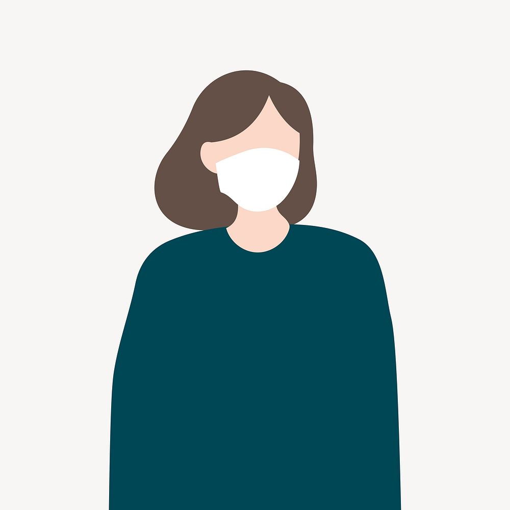 Sick woman, healthcare illustration collage element  vector