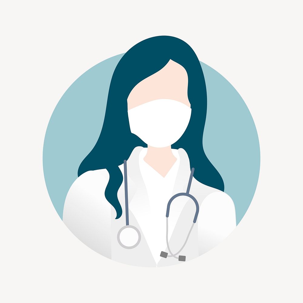 Female doctor, healthcare illustration collage element  vector
