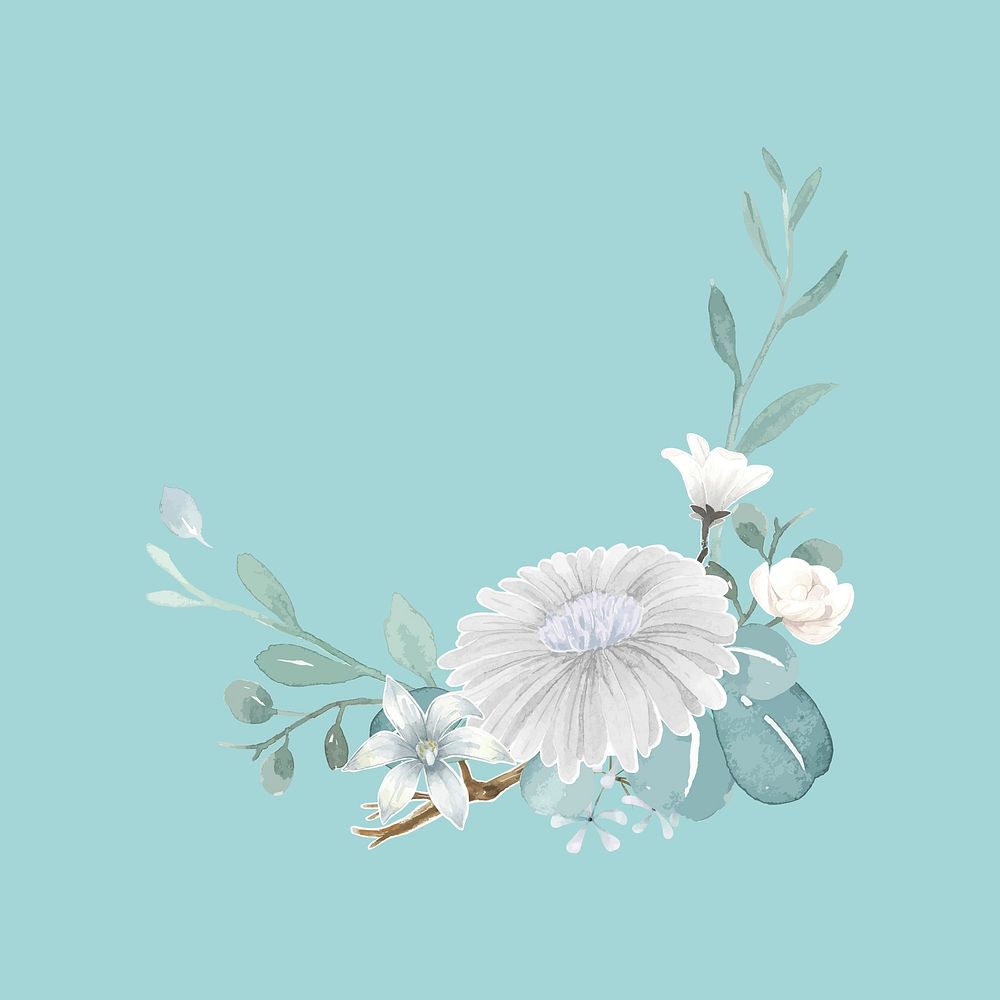Flower border, watercolor illustration vector