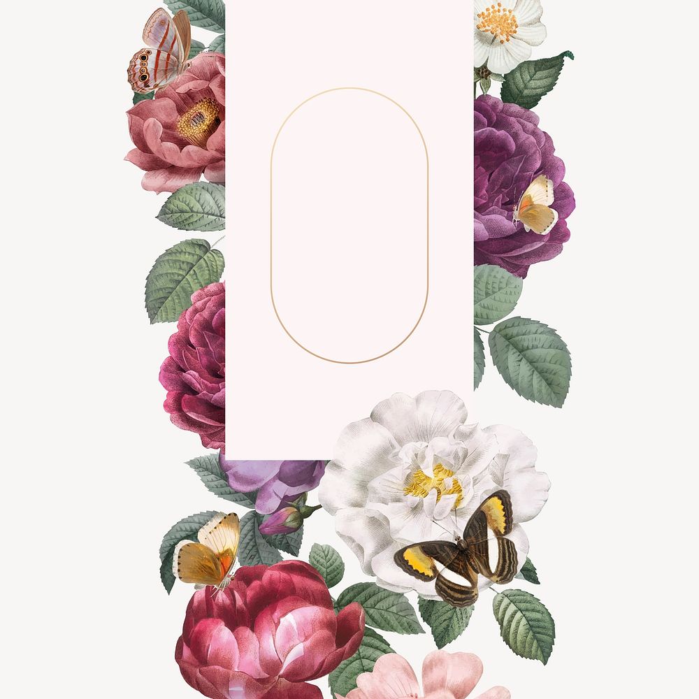 Floral card frame, watercolor illustration vector