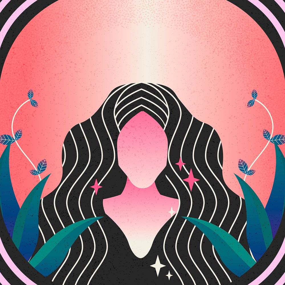 Spiritual woman psychedelic aesthetic background