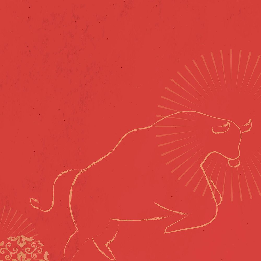 Red background, Chinese gold bull design