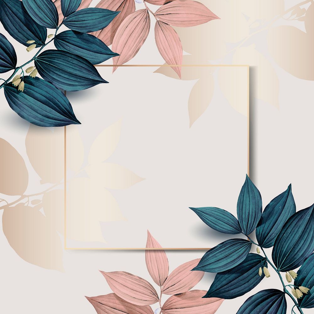 Botanical frame background, pink & blue design