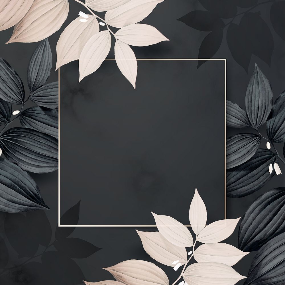 Aesthetic botanical frame background, gray design