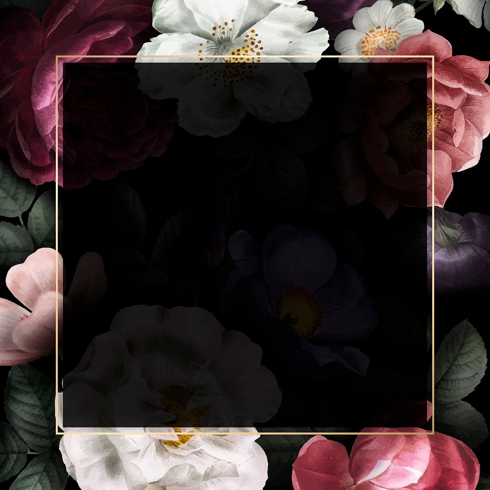 Rose frame background, black design