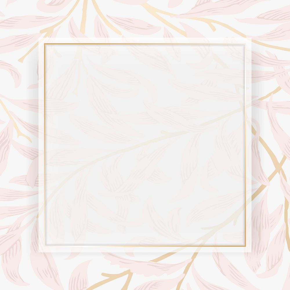 Aesthetic leafy frame background, gold design
