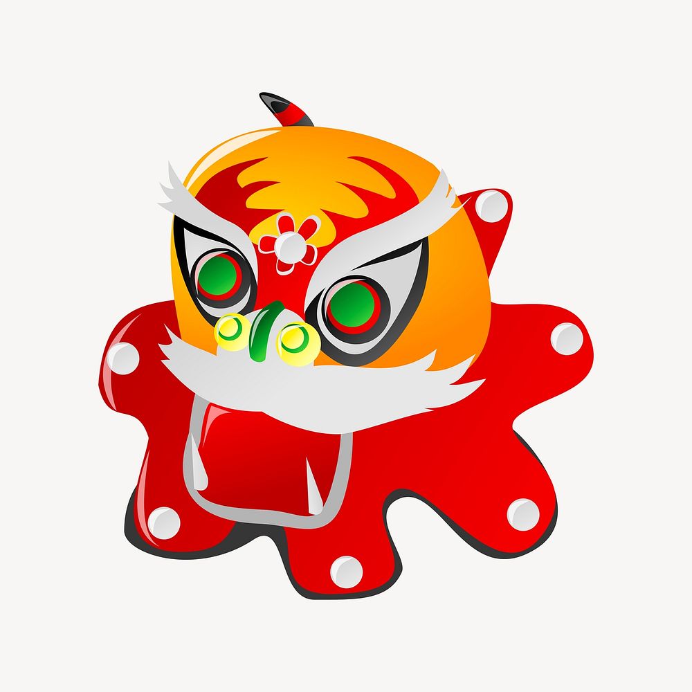 Chinese lion dance clipart illustration vector. Free public domain CC0 image.