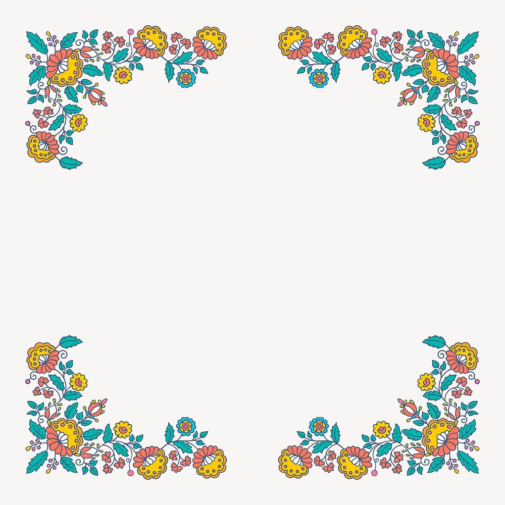 Floral border illustration vector. Free public domain CC0 image.
