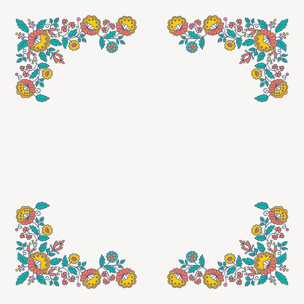 Floral border illustration. Free public domain CC0 image.