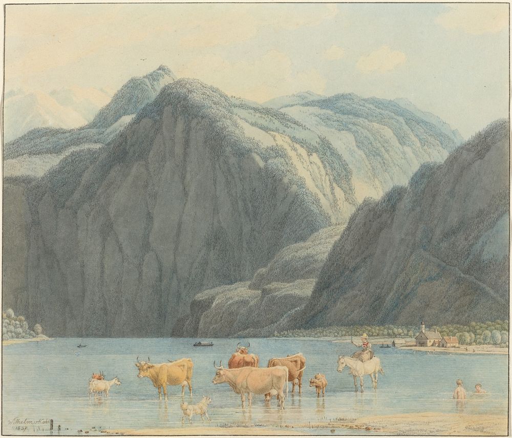 Königsee with the Cliffs of St. Bartholomëe (1837) by Wilhelm von Kobell.  