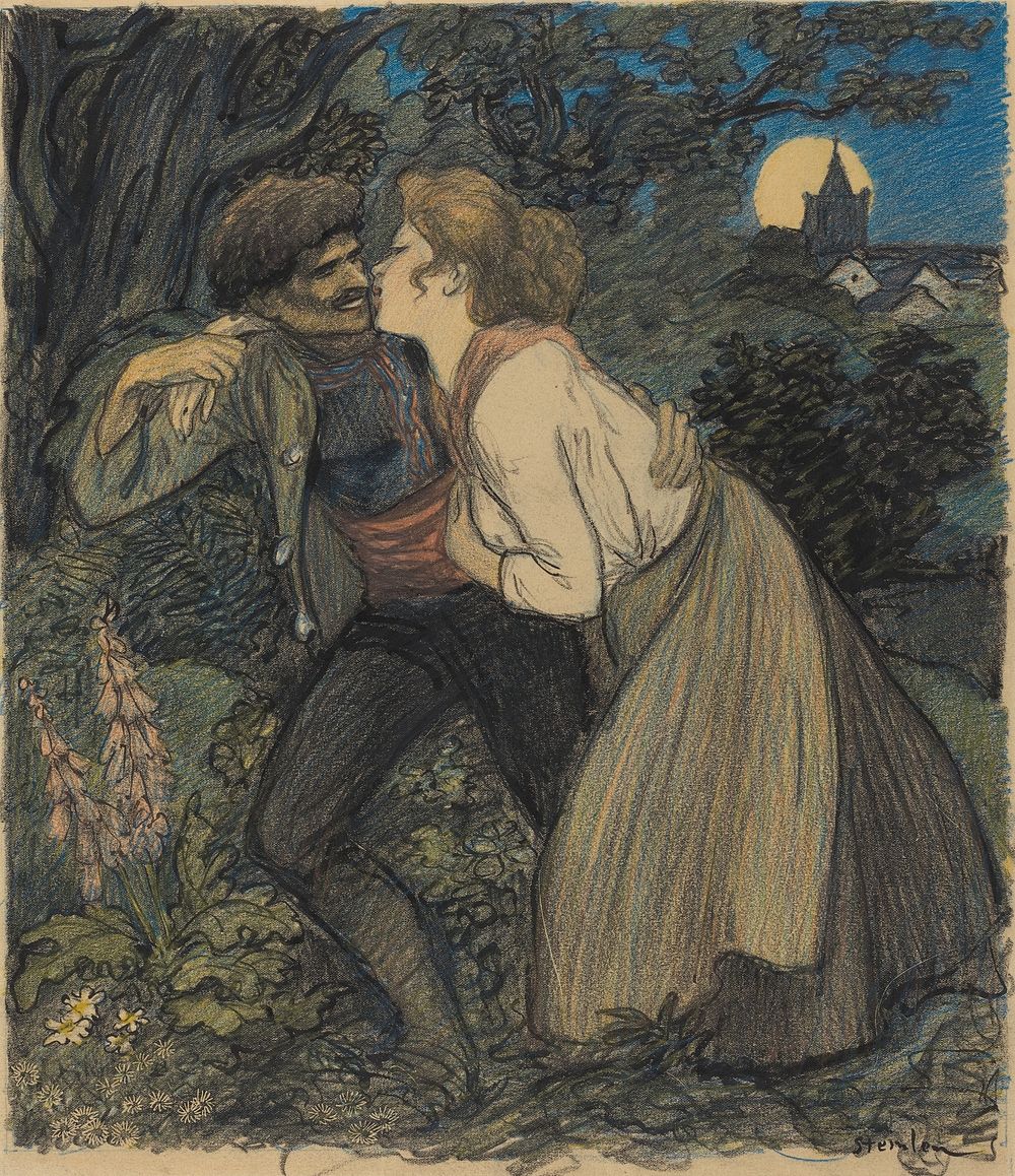 La chienne au loup (1900) print in high resolution by Th&eacute;ophile Alexandre Steinlen.  