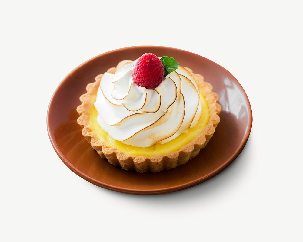 Lemon tart collage element, isolated image psd