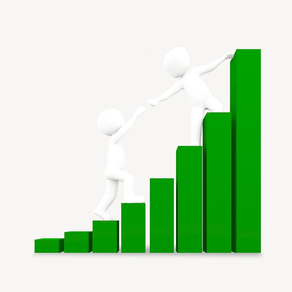Growth bar chart, 3D business design