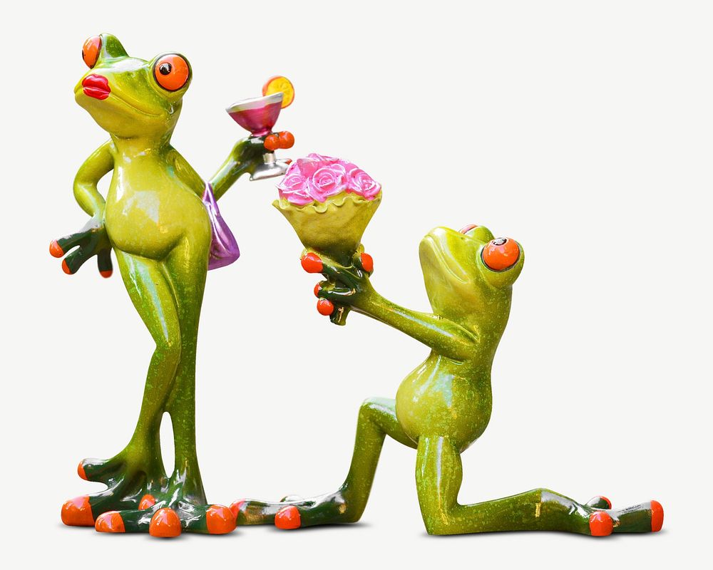 Frog lovers figure collage element psd