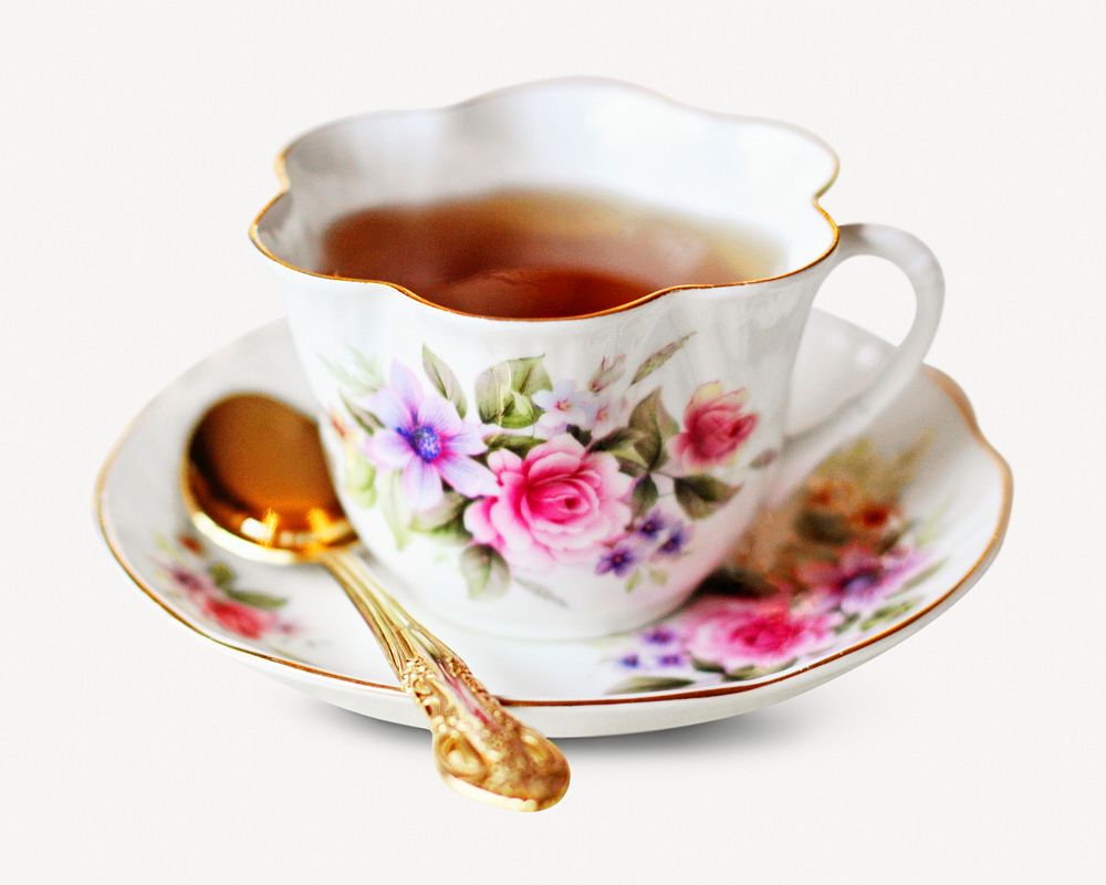Cup of tea collage element  psd