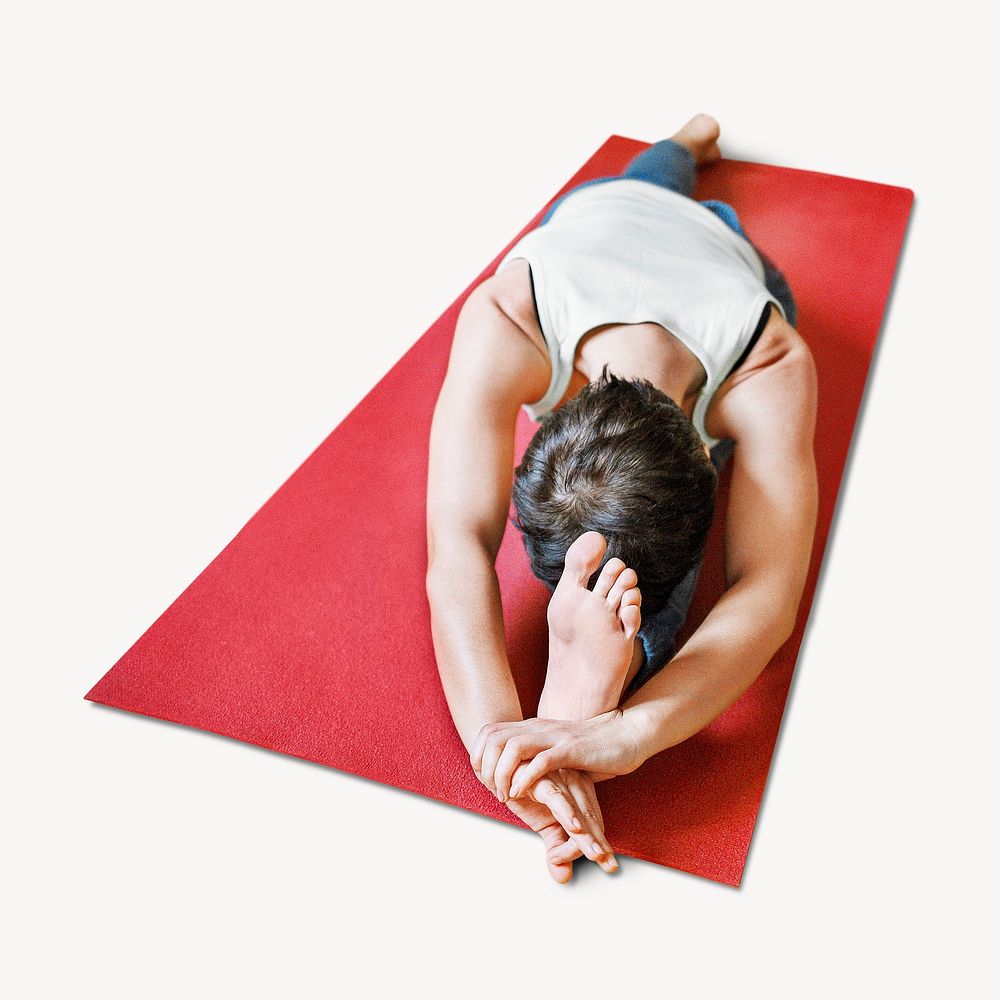 Flexible yoga woman image, isolated on white