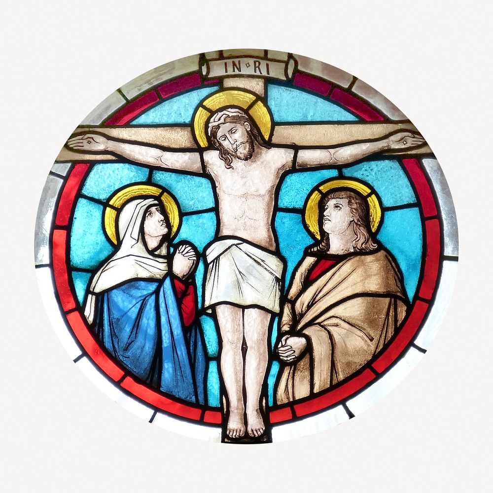 Jesus stained glass collage element  psd