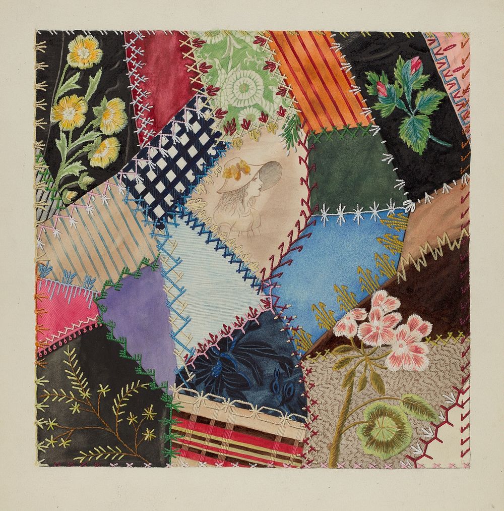 Patchwork Quilt (Section) (c. 1937) by Edith Towner.  