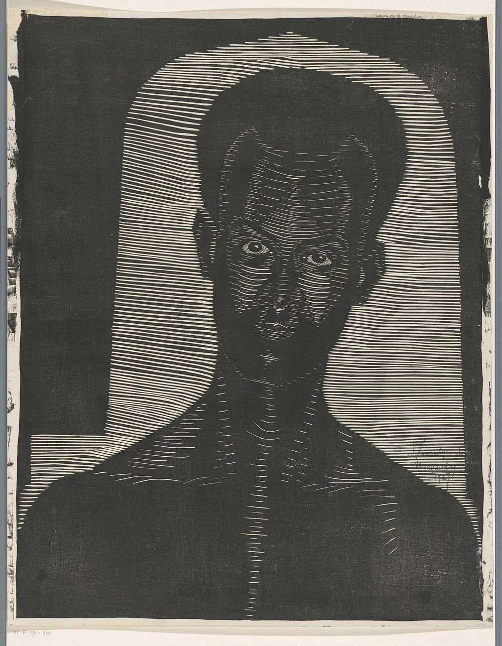 Portret van een onbekende man, Samuel Jessurun de Mesquita, 1927 print in high resolution by Samuel Jessurun de Mesquita. 