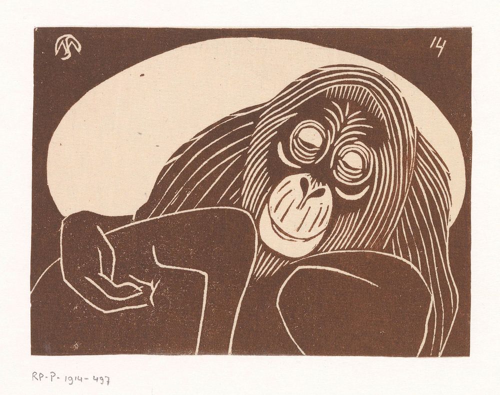 Orangutan (Orangoetan) (1914) print in high resolution by Samuel Jessurun de Mesquita. 