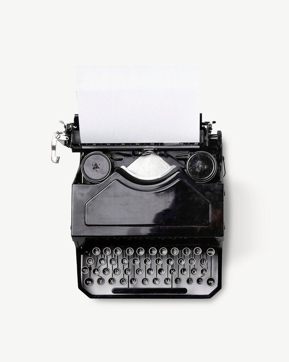 Vintage typewriter collage element, isolated image psd