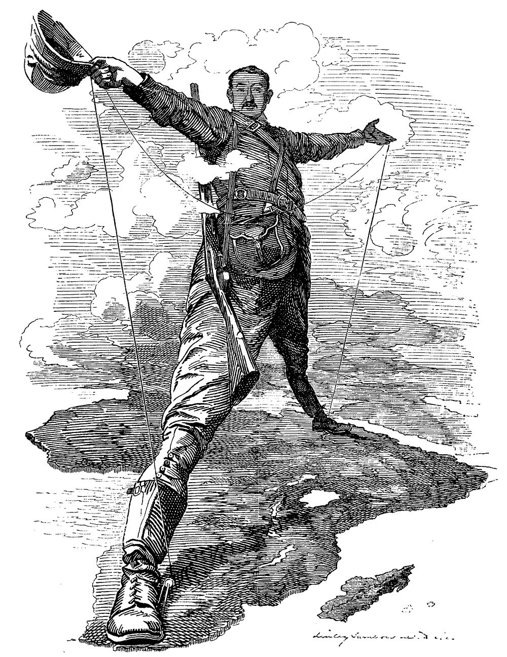 The Rhodes Colossus: Caricature of Cecil John Rhodes, after he announced plans for a telegraph line and railroad from Cape…