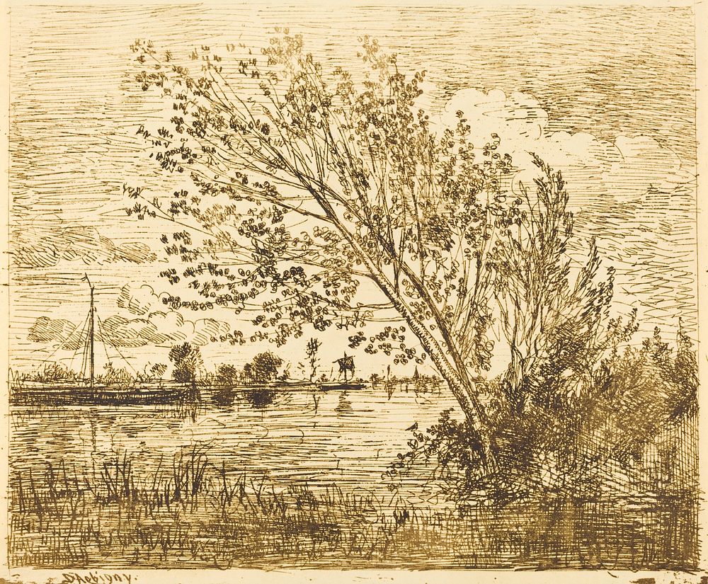 Stand of Alders (Le Bouquet d'aunes) (1862) print in high resolution by Charles-François Daubigny. 