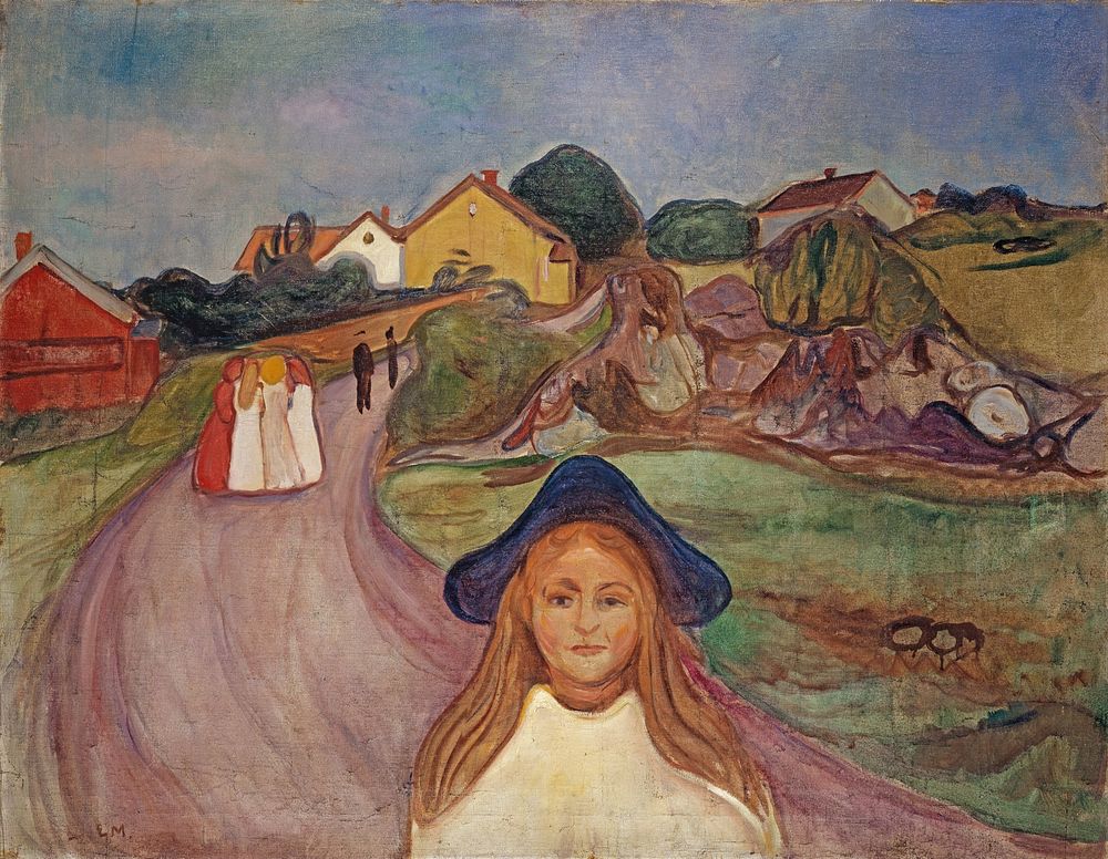 Edvard Munch's Road in Aasgaardstrand (1901) famous painting. 