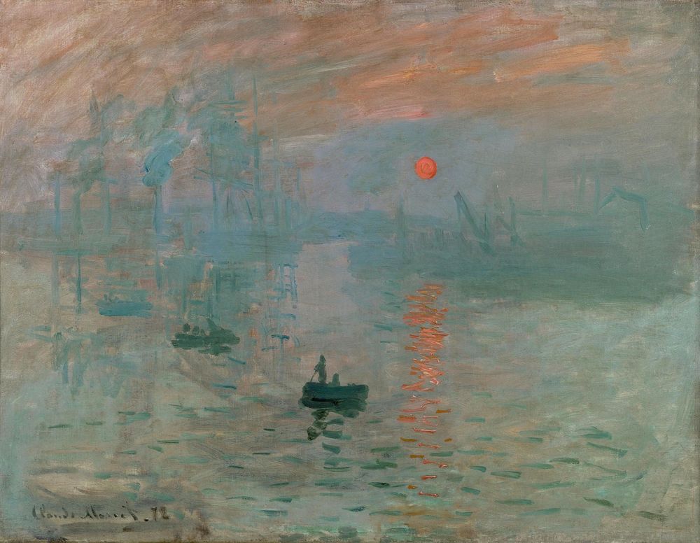 Claude Monet's Impression, Sunrise (1872) famous painting. Original from Wikimedia Commons. 