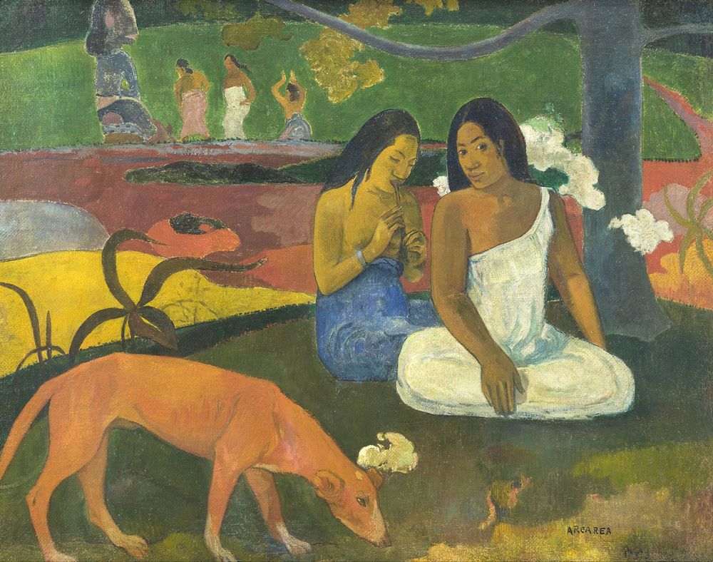 Paul Gauguin's Arearea (1892) famous painting. Original from Wikimedia Commons. 