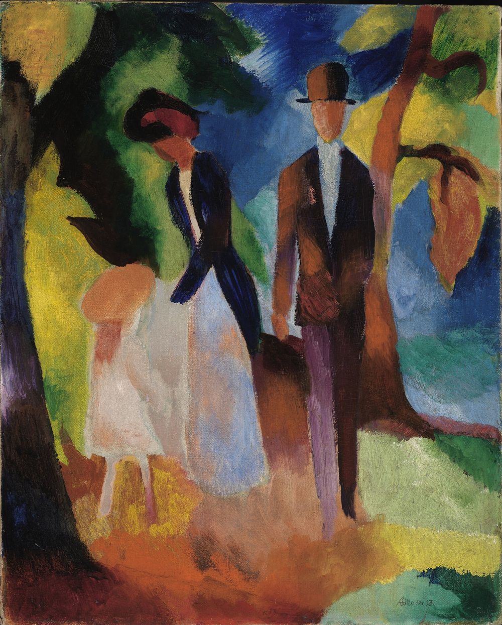 August Macke's People by a Blue Lake (1913) famous painting. Original from Wikimedia Commons. 