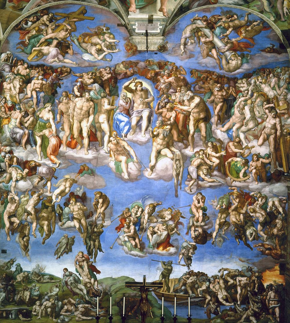 Michelangelo Buonarroti's The Last Judgment (1536-1541) famous painting Original from Wikimedia Commons. 