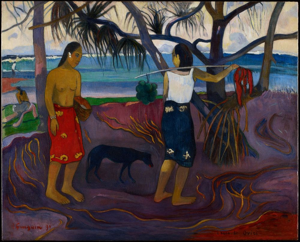 Paul Gauguin's I Raro Te Oviri (Under the Pandanus) (1891) famous painting.  