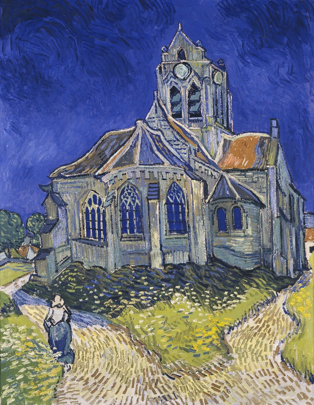 Vincent van Gogh's The Church at Auvers (1890) famous painting. Original from Wikimedia Commons. 