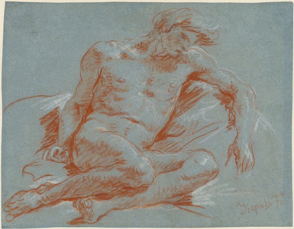 A Seated Male Nude (ca. 1752-1753) by Giovanni Battista Tiepolo. 