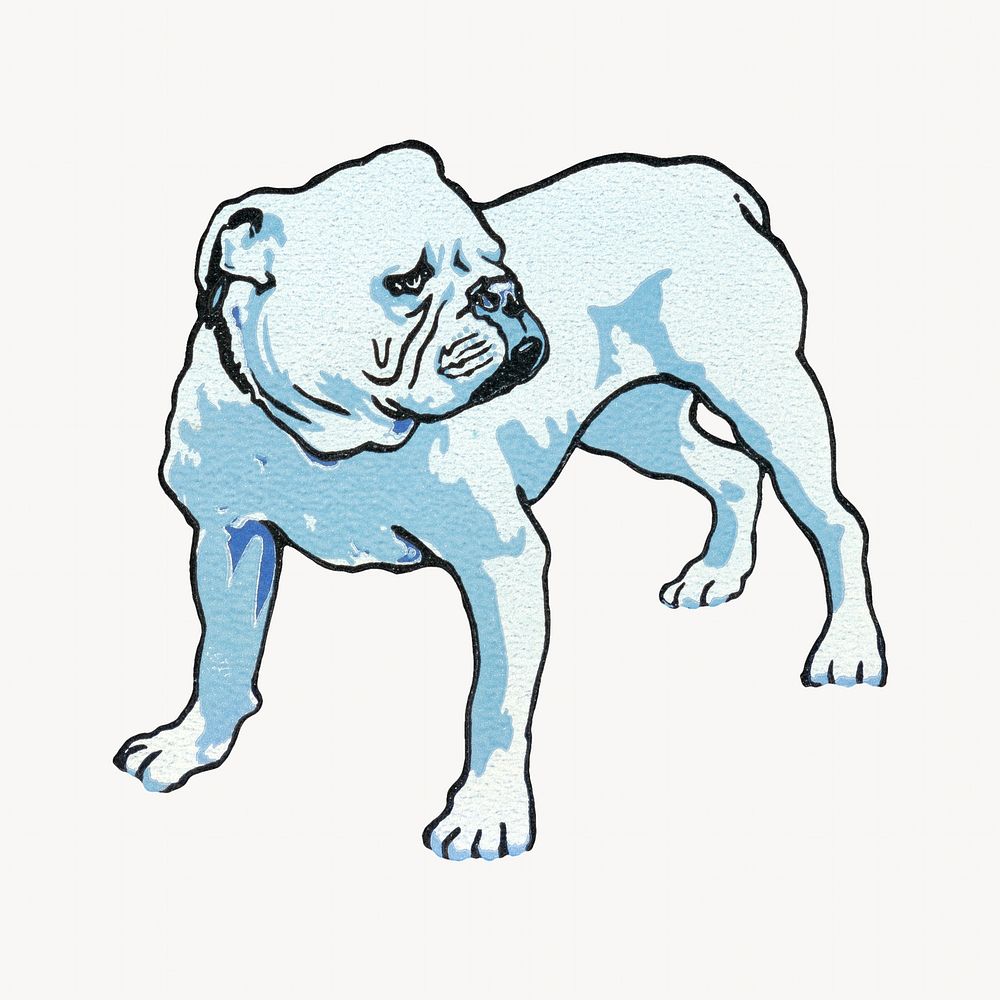 Yale girl's Bulldog, pet illustration.  Remastered by rawpixel
