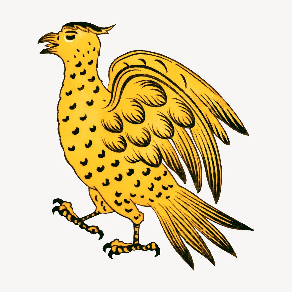 Golden bird, vintage animal illustration.  Remastered by rawpixel